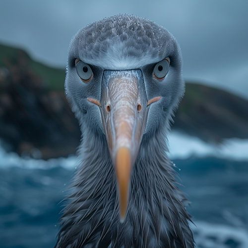 Un majestueux albatros face à l'objectif au-dessus de l'océan
