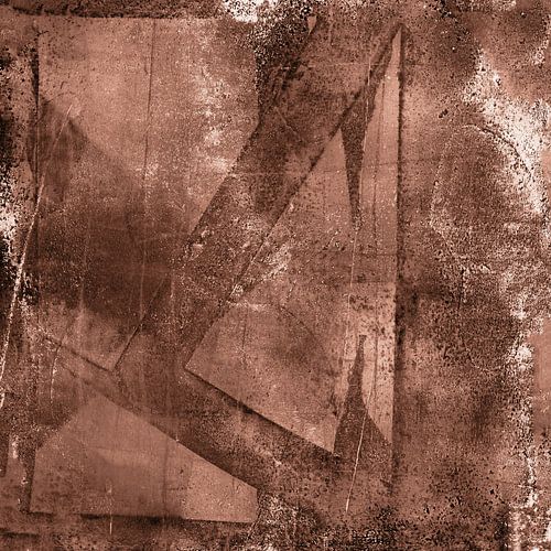 Moderne abstracte kunst in roestbruin en wit nr. 4