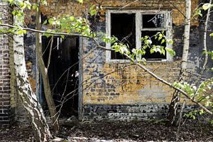Alte Fassade mit ehemaliger Tür und Fenstern - Lost Place Alter Flugplatz Rangsdorf