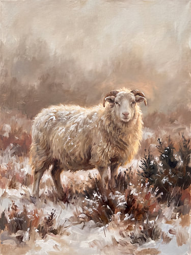 Heath sheep in the snow – Winter Stillness