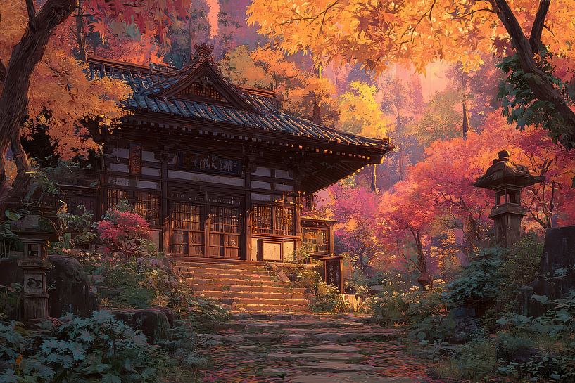 Orientalische Kunstkapelle im Wald Herbst von Egon Zitter