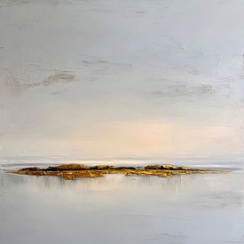 Elegant Abstract Minimalist Wabi-Sabi Gold Art by Online Arts