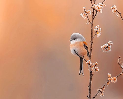 Eén Moment — Vogelfotografie Wanddecoratie in Warm Roze