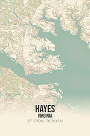 Vintage map of Hayes (Virginia), USA. by Prints of Place