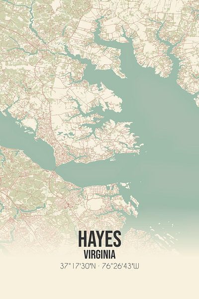 Carte ancienne de Hayes (Virginie), États-Unis. par Affiches de lieux