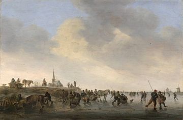 Schlittschuhlaufen auf der Merwede bei Dordrecht , Jan van Goyen