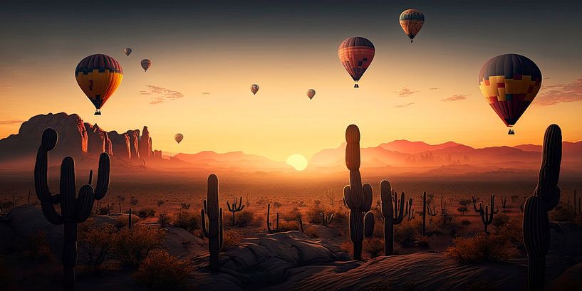 Ballons aériens au-dessus du désert du Nouveau-Mexique par Vlindertuin-Art