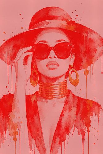 Portrait of a Woman in Pink, in Ink – Ink Portrait by MadameRuiz