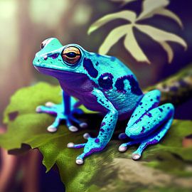 Portrait eines Blauen Pfeilgiftfrosch Illustration