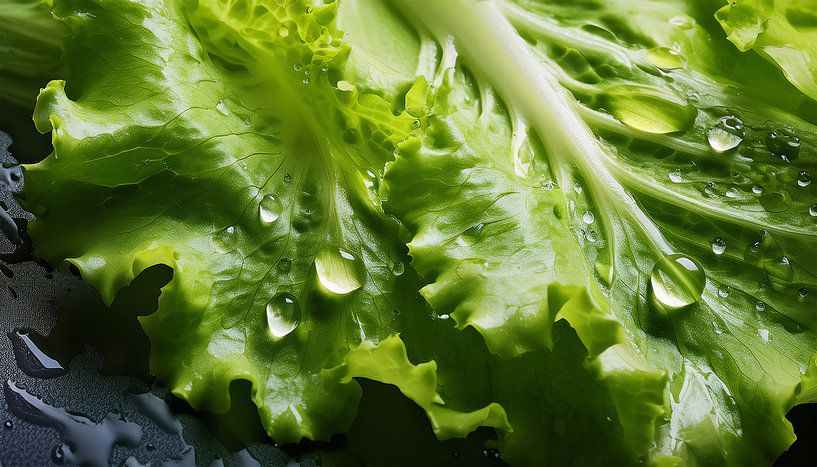 Gedetailleerde close-up van een groen slablad van Mustafa Kurnaz