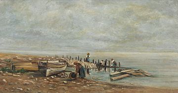 Theodor von Hörmann, Vissers op het strand, 1874 van Atelier Liesjes