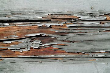 afbladderende oude verf op een houten muur van Heiko Kueverling