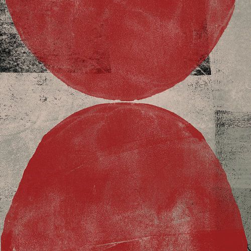 Rode abstracte vormen op zwart en wit. Moderne abstracte kunst.
