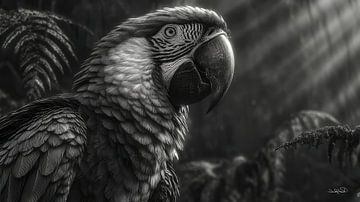zwart-wit papegaai-kaketoe-ara van Gelissen Artworks