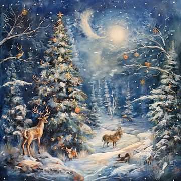 Winter wonderland kerst kunst van Mel Digital Art