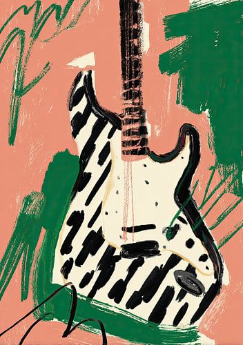 Abstracte elektrische gitaar in roze en groen