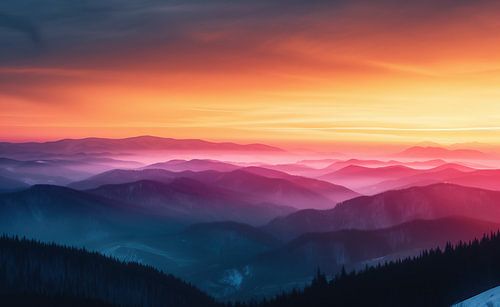 Winter landscape in the morning glow