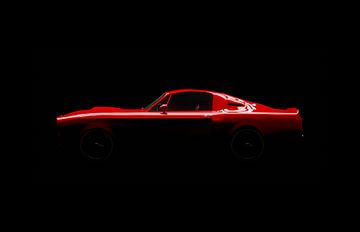 Rode Muscle Car Silhouet van Andreas Berheide Photography