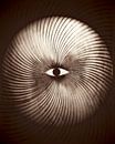 Moon Geometry Retro Art Deco Surrealism Brown by FRESH Fine Art thumbnail