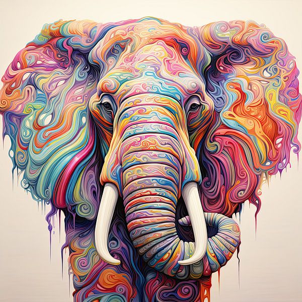 Psychedelic elephant by Wall Wonder