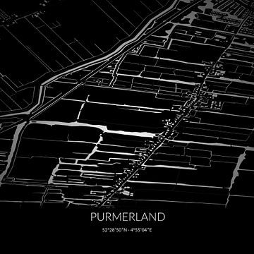 Carte en noir et blanc de Purmerland, Hollande du Nord. sur Rezona