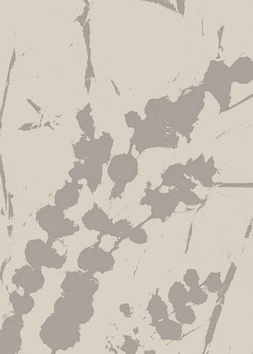 Abstract botanisch. Bloemen in taupe en wit.