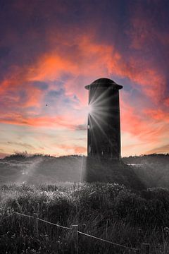 De watertoren in kleur en zwart/wit van Danny Bastiaanse