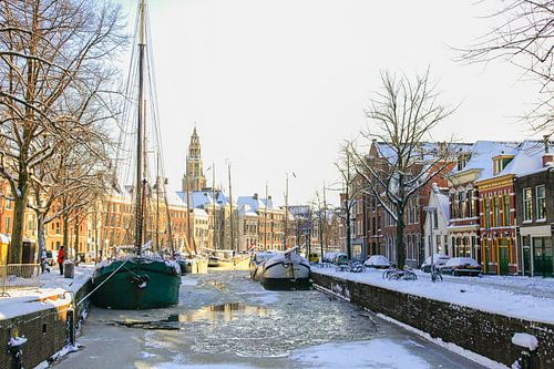 Groningen Hoge der Aa in  sneeuw en ijs