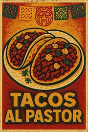 Tacos al Pastor – Vintage Mexican Street Food Poster by Travel Shop