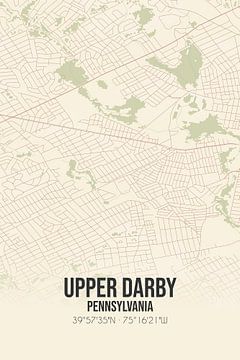Vintage landkaart van Upper Darby (Pennsylvania), USA. van MijnStadsPoster