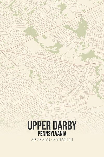 Carte ancienne de Upper Darby (Pennsylvanie), USA. par Affiches de lieux