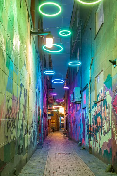 La voie Papengang Groningen illuminée en vert par KB Design & Photography (Karen Brouwer)