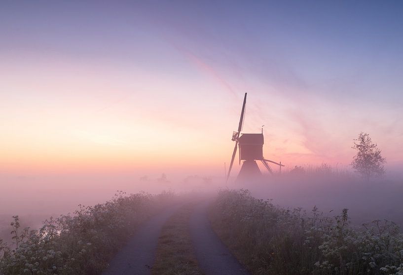The trouser mill in the early misty morning before sunrise by Rob Saly