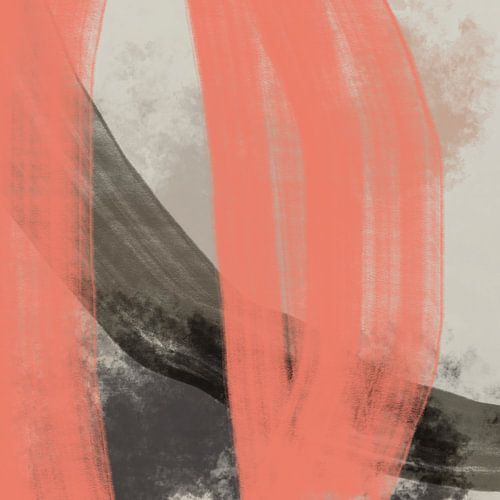 Abstract Scandinavisch minimalistisch in pastel rood koraal, beige en bruin