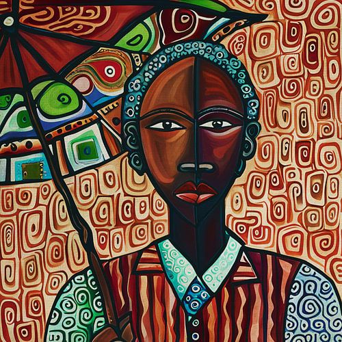 Gekleurde man met paraplu