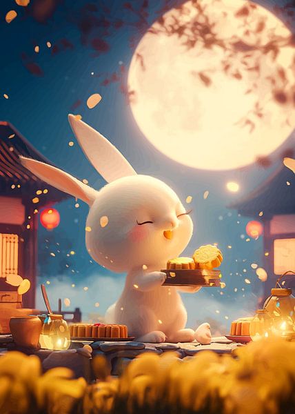 Kaninchen unter dem Mond von MIROKKU