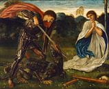 Edward Burne-Jones - The fight- St George kills the dragon by 1000 Schilderijen thumbnail
