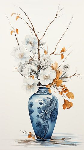 gedroogde bloemen in een Kintsugi vaas