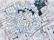 Kaart van Woerden centrum in de stijl 'White Winter' van Maporia thumbnail
