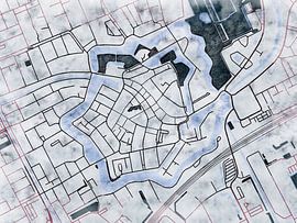 Carte de Woerden centrum avec le style 'White Winter' sur Maporia
