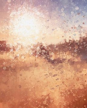 Splatter V Zonsopkomst | Abstract schilderij in warme kleuren van MadameRuiz