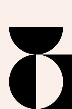 Zwart-witte minimalistische geometrische poster met cirkels 2_1 van Dina Dankers