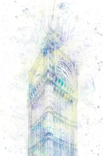 Modern Art BIG BEN | watercolor pastel
