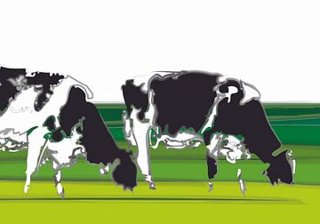 Vaches dans un décor minimaliste