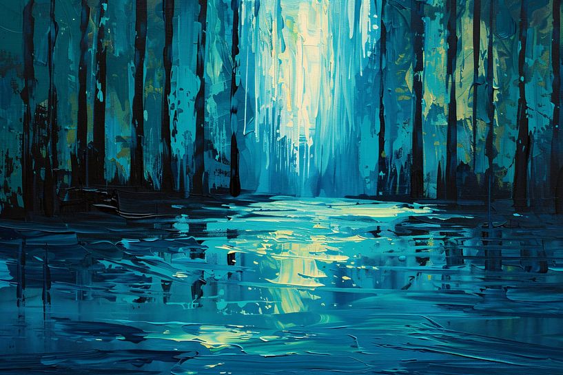 Surrealistisch boslandschap in levendige kleuren van Art & Soul Creations