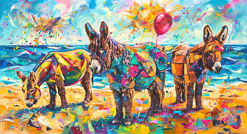 Poitou-Esel am Strand