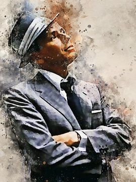 Frank Sinatra aquarel van Muh Asdar