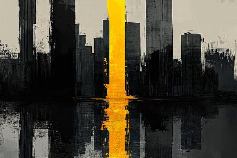 Paysage urbain avec lumière jaune par Poster Art Shop