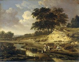 Paysage avec un cavalier abreuvant son cheval, Jan Wijnants