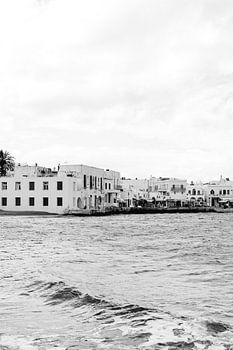Blick auf Mykonos-Stadt | Schwarz-Weiß-Foto | Griechenland Europa Reisefotografie